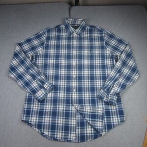 Ralph Lauren Shirt‎ Mens large Blue Plaid Indigo Oxford Button Down Long Sleeve